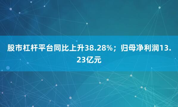 股市杠杆平台同比上升38.28%；归母净利润13.23亿元
